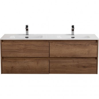 База под раковину подвесная BELBAGNO KRAFT-1200-4C-SO-2-RT с четырьмя выкатными ящиками для раковины с двумя чашами, Rovere Tabacco, 1200x460x500 База под раковину подвесная BELBAGNO KRAFT-1200-4C-SO-2-RT с четырьмя выкатными ящиками для раковины с двумя чашами, Rovere Tabacco, 1200x460x500