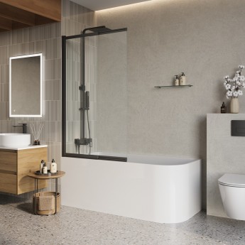 Душевая шторка на ванну BELBAGNO LUCE-VF-11-90/145-C-NERO